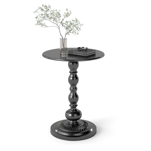 HeshiJ ローテーブル ミニテーブル スチール粉体塗装 一人暮らし コンパクト 円形 センターテーブル ネストテーブル リビングテーブル サイドテーブル 置き台 おしゃれ 省スペース (直径40*高さ53㎝ 黒)