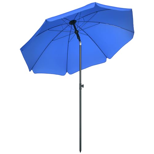 Outsunny Ombrellone da Spiaggia Ø1.8x2 m con Tettuccio Reclinabile a