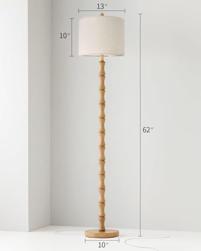 Image of BOBOMOMO 62 inch Farmhouse Floor Lamp for Living Room, Retro Corner Floor Lamp Rotary Switch, Rustic Standing Lamp for Bedroom, Corner, Nursery, Dining Room, Bedroom, House