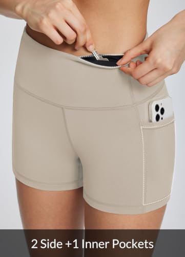 Image of baleaf Women's High Waist Biker Shorts with 3 Pockets