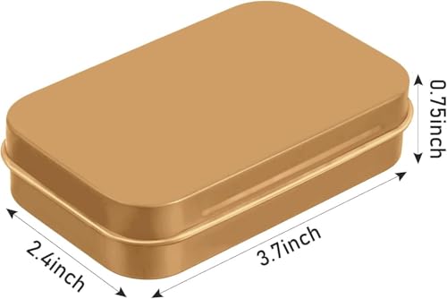 12 Pcs Metal Hinged Tin Box Container Mini Portable Small Storage Container Kit with Lid for Home Storage 3.7 x 2.3 x 0.8 Inch, Gold