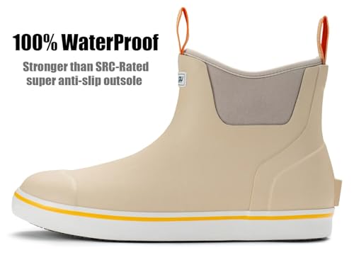 Image of SUREWAY Men's Deck Boots Professional Non-Slip Fishing & Ankle Boating Boot Waterproof Rain Boots, Lightweight Neoprene Rubber Deck Boots