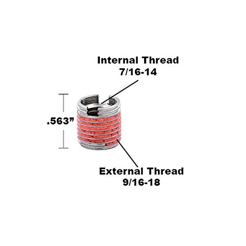 Image of E-Z LOK Threaded Insert for Metal Thin Wall 303 Stainless Steel Thread Inserts 7 /16-14 x 9 /16-18 Pack of 1