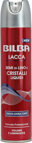 Bilba Extrastarker Lack mit Leinsamen und FlĂĽssigkristallen, professionelle Formel mit extra starkem Halt, verleiht Volumen und Glanz, schĂĽtzt das Haar vor Feuchtigkeit, 250 ml