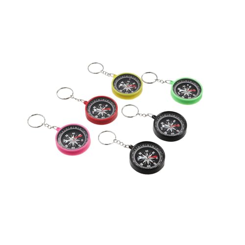 6 piezas brújulas llavero de plástico mini para camping miniatura 4