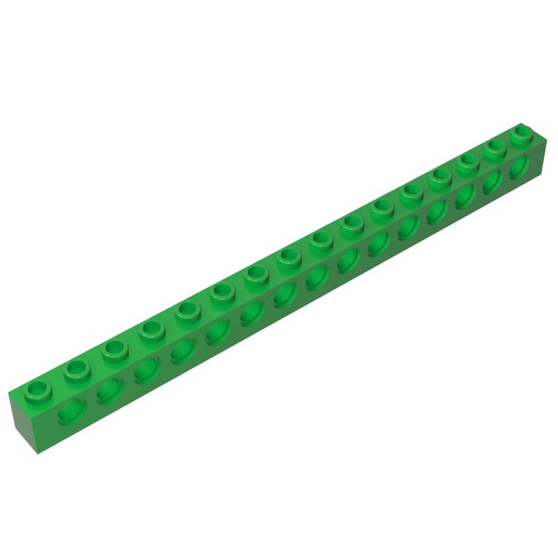 Gobricks 3703 Technology Brick Technic Brick 1x16 [15 Holes] 10 Pieces GDS-630 Compatible with Lego Building Blocks Color:Bright Green