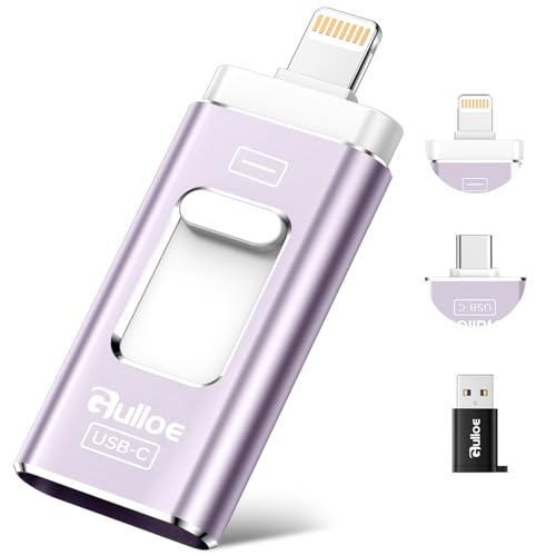 Image of Gulloe 512GB Dual Interface Flash Drive for Phone Storage Photos Videos, Phone USB Backup External Photo Memory Stick - No App Required, Compatible with iPhone, iPad, Android & PC (Lavender Purple)