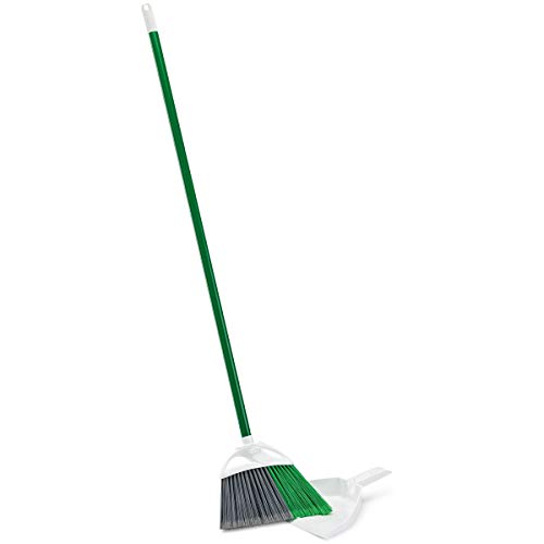 Libman Commercial 206 Precision Angle Broom With Dust Pan, Steel Handle, 11" Wide, Green And White (Pack Of 4) #TOP2
