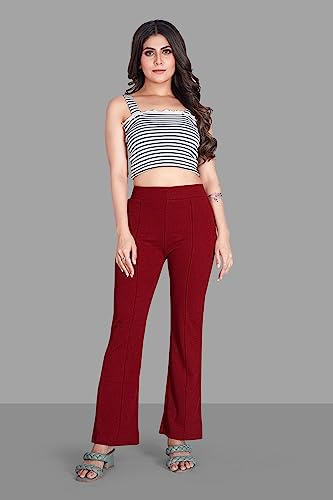 Image of Women's High Waist Bell Bottom Trouser, Elastic Flared Bootcut Pants