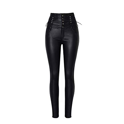 GTRFK Fashion Stretch Black Lace Up Leather Pants Women High Waist Hip Hop Trousers Black 42 GTRFK Fashion Stretch Black Lace Up Leather Pants Women High Waist Hip Hop Trousers Black 42