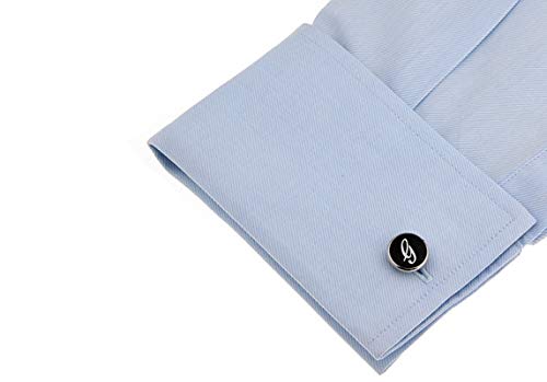Mancuernillas clásicas KnBoB para hombre plata y negro miniatura 2