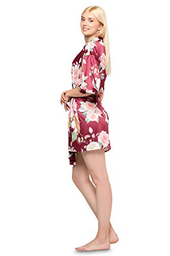 Image of Turquaz Women's Silky Satin Kimono Robes for Bridesmaids, Bride, Short Loungewear, Lingerie Dressing Gown Silk Like VS Robe