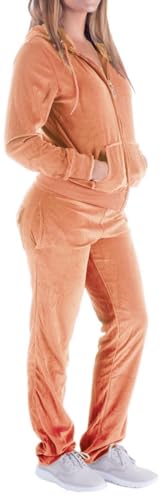 Image of LeeHanTon Womens Jogging Suits Sets Running Velour Outfit Zipper Warm Up 2 Pieces Hoodie and Pant Tracksuit