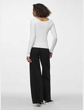 PIECES Pcruka Ls Top Noos Bc Shirt met lange dames,Zwart,L