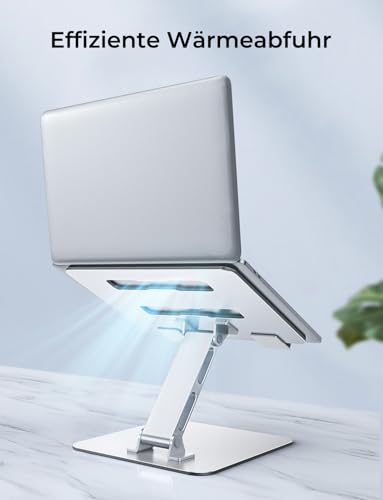 CIRYCASE Laptop Ständer Höhenverstellbar & Ergonomischer, Faltbarer Aluminium Laptop Stand, Stabiler & Tragbare Laptopständer, Notebook Ständer Tastaturablage Kompatibel mit MacBook Pro, HP (10–16”)