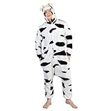 nerd hunters pigiama giallo kigurumi onesie costume per adulti – costume unisex, taglie s-xl (mucca, xl)