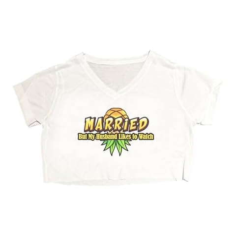 Kinky Stuff Swinger V-Neck Shirt with Married and Upside Down Pineapple (US, Alpha, X-Large, Regular, Regular, White, Watch) Cover