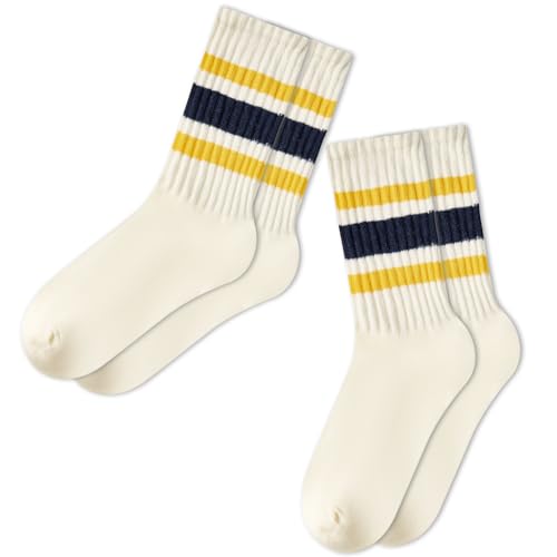 Image of Century Star Retro Striped Novelty Socks For Women Vintage Casual Crew Socks Sporty Calf Socks Cotton Socks Women