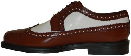 Brown and White Wingtips Vintage Style Two Tone Brogue Spectator Shoes (13W, Brown/White) | Image 1