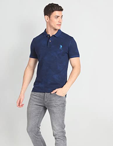 Image of U.S. Polo ASSN. Printed Slim Fit Polo T Shirts for Men - 100% Cotton, Half Sleeves Mens Tshirt