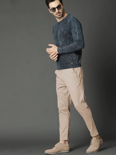 Image of Men's Slim Fit Cotton Blend Trousers - Stretchable Casual & Office Wear