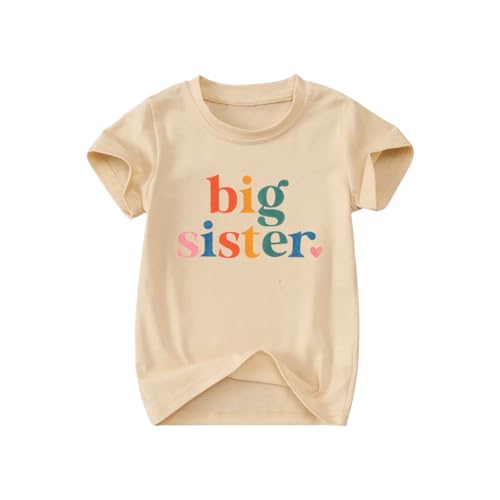Toddler Big Sister T-Shirt Big Sis Sibling Reveal Crewneck Tee Baby Girls Short Sleeve Announcement Summer Cute Top