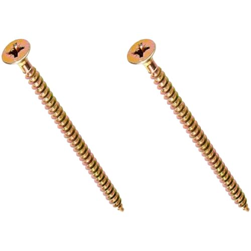 ForgeFix Multi-Purpose Single Thread Screws | 5.0 x 80mm | Zinc Yellow Passivated | Box 100 (Pack of 2)