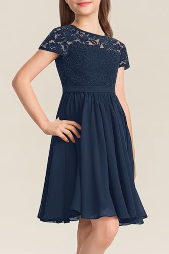 YOVION Flower Girls Dress Crew Neck Elegant Lace A-Line Formal Wedding Party Dresses for 6-12 Years4