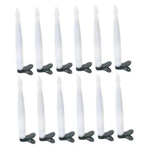 UTHCLO 12 Set Candele LED Fiamma con Clip e Filo da Pesca Candele Decorative per Albero di Natale e Halloween Luci Calde Festive per Decorazioni Natalizie e Feste