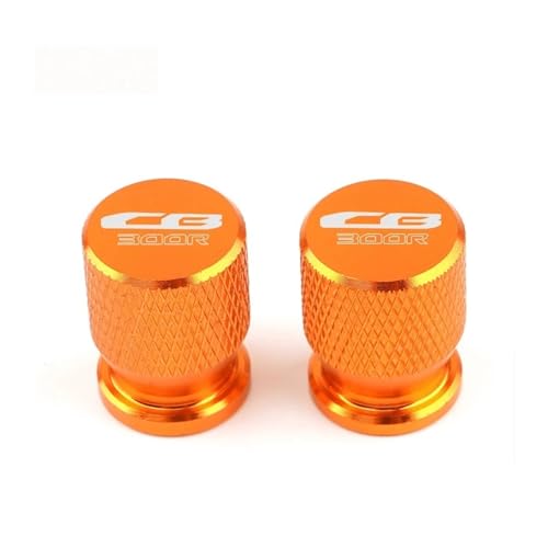 Ventilkappen für Motorradreifen Für Hon@&da CB125R CB150R CB190R CB250R CB300R CB500X CB500R CB650F Motorrad CNC Rad Reifen Teile Ventil Stem Caps Abdeckung(Orange)