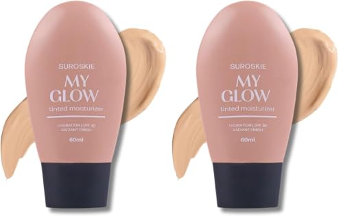 Image of Suroskie My Glow All-In-One Tinted Sunscreen Spf 30 Moisturizer 60 Ml Light Shade | Natural Glowy Finish | Intense Hydration & Uva /Uvb Protection | Sweat Resistant | Niacinamide Cream For Men & Women