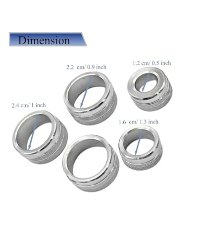 Temperature Adjustment Knob Car Air Conditioning Switch Knob Decorative Ring Climate Control HVAC (Silver)