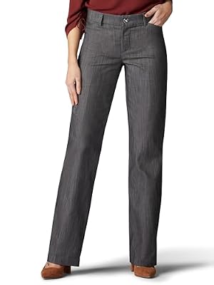 Lee Women's Ultra Lux Comfort with Flex Motion Trouser Pant, Carbon Rinse, 14
