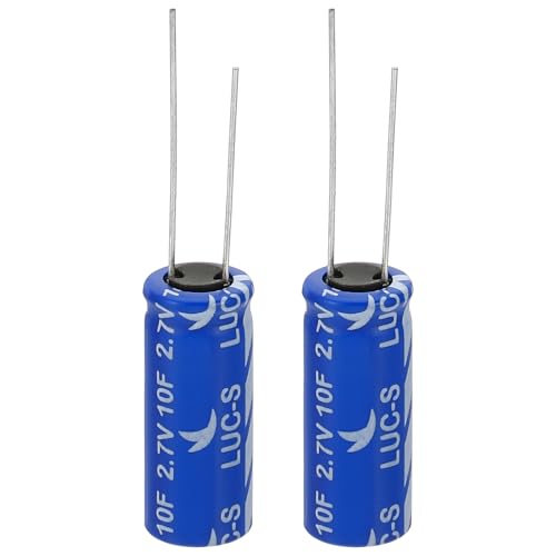 PATIKIL 2 Pcs Condensador Super 2.7V 10F 0.39 x 0.39 x 0.98' Condensadores Super De Aluminio Tipo Bobina Para Almacenamiento De Energía De Respaldo A Bordo