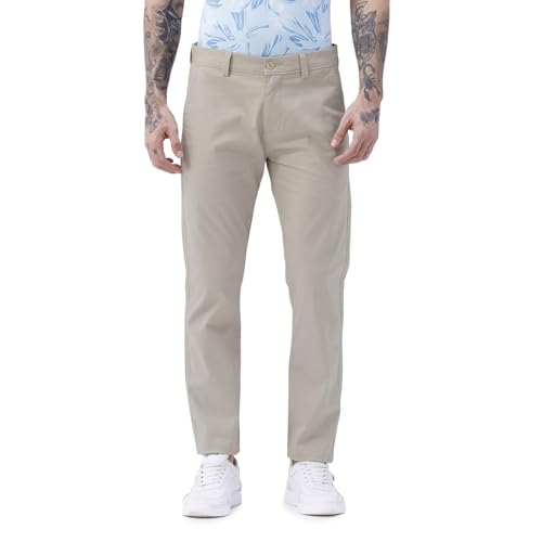 Image of BASICS Premium Cotton Stretch Formal Trousers for Men | Office Pants
