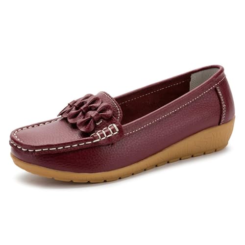 Women Moccasins Driving, Women's Slip on Breathable Non-Slip Lightweight Leather Flat Nursing Shoes, Work Wide Fit Comfy Air Cushion Loafers, for Hospital, Nurse, Doctors Working