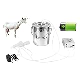 3L Goat Milking Machine,Rechargeable Battery Milker Powered Pulsation Vacuum Pump with 2 Teat Cups,Stainless Steel Buckets for Goats(13200mAh Battery)