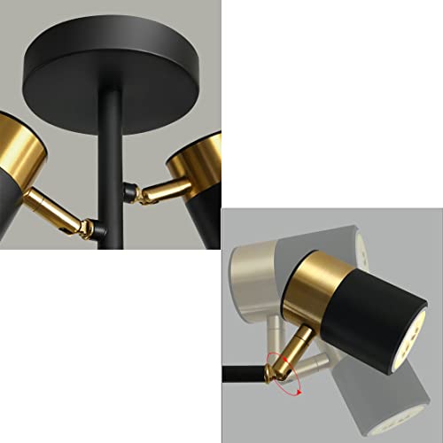Plafonnier en verre et finition noir et or au design suspendu - 8