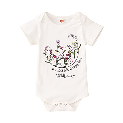 Ritatte Newborn Infant Girls Boys Onesies Bodysuit Cute Wild Child Flower Funny Romper One-Piece Baby Gift Clothes 0-12M(White3-Wildflower,0-3M(70)) #TOP6