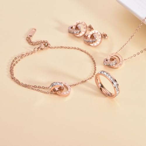 USUASI Conjuntos de joias femininas para meninas, colares e brincos para casais com pingentes de cor