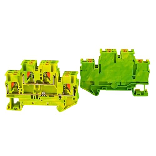 10Pcs PTTB-2.5PE Ground Terminal Block Double Layer Pull Spring Ground Terminal Blocks Screwless PE Distribution Block