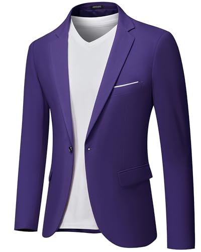 MrSure Men's Blazer Slim Fit One Button Suit Jacket, Casual Lightweight Sport Coats for Daily