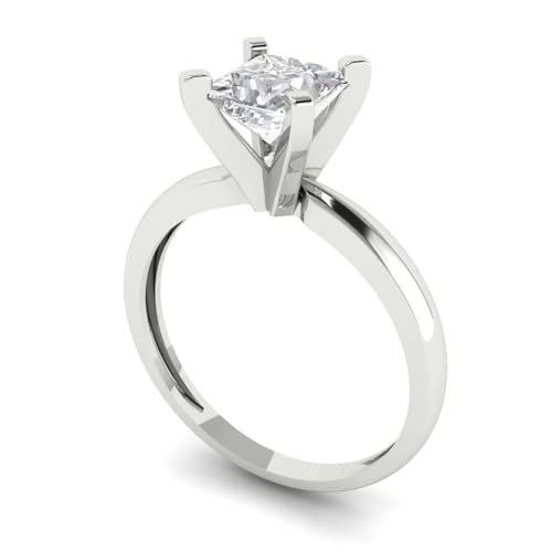 Clara Pucci Solid 14K White Gold Moissanite Ring - 3 tcw Round Cut Certified Solitaire Engagement Ring for Women, Promise Bridal Rings for Women, Wedding Ring for Women2
