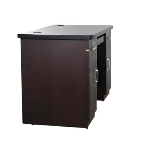 Image of CASPIAN Office /Computer Desk Cum Study Table (Black) | Engineered Wood Pre-Assembled Furniture with 2 Storage Cabinet, 2 Drawers with Key Locks & Keypad Tray | for Office, Home, Living Room, Bedroom