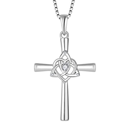 Lwasry Irish Celtic Knot Trinity Necklace Silver Cross Pendant Polished Religious Good Luck Jewelry For Women Girls #TOP1