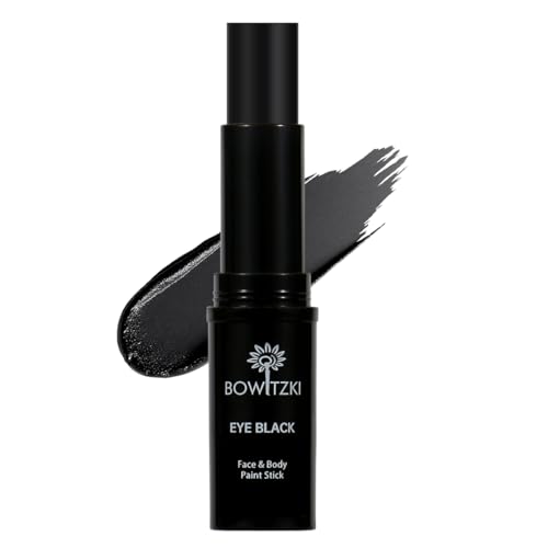 Bowitzki Face Body Paint Stick Eye Black Softball Football Baseball Sports  Non-Toxic Hypoallergenic for Halloween SFX Makeup Cosplay Joker Costume Parties Cream-Blendable (Black)
