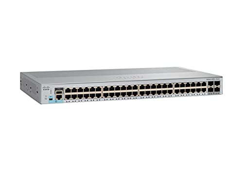 Cisco Switch de Red Catalyst 2960L-48TS-LL, 48 Puertos GbE, 4 Puertos de Enlace Ascendente SFP de 1 G, Funcionamiento sin Ventilador, garantía Limitada de por Vida Mejorada (WS-C2960L-48TS-LL)