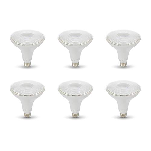 AmazonBasics 90W Equivalent, Daylight, Dimmable, 10,000 Hour Lifetime, PAR38 LED Light Bulb |