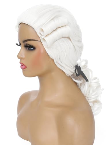 Adequate Judge Colonial Wig for Women George Washington Colonial Costume Women Halloween Costume Wig (White)