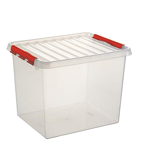 6 x Boîte Sunware Q-Line – 52 L – 500 x 400 x 380 mm – Transparent/Rouge